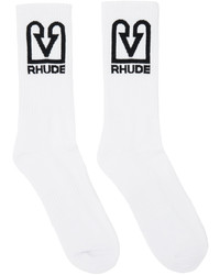 Rhude White Black Bank Logo Socks