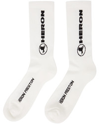 Heron Preston White Black Heron Long Socks