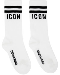 DSQUARED2 White Black Icon Mid Crew Socks