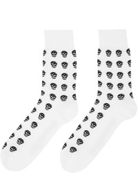 Alexander McQueen White Black Skull Sport Short Socks