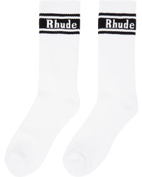 Rhude White Black Stripe Logo Socks