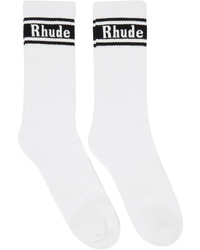 Rhude White Black Stripe Logo Socks
