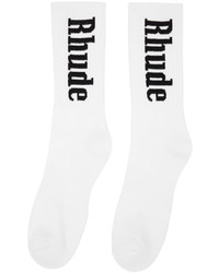 Rhude White Black Vertical Logo Socks