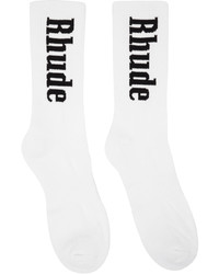 Rhude White Black Vertical Logo Socks