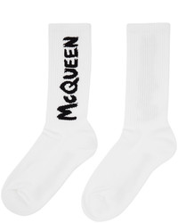 Alexander McQueen White Graffiti Socks