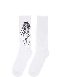 Palm Angels White Graphic Socks