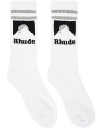 Rhude White Grey Mountain Logo Socks