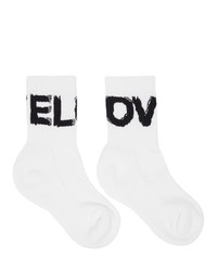 Burberry White Intarsia Love Socks