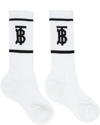 Burberry White Intarsia Monogram Socks