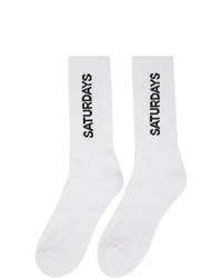 Saturdays Nyc White Logo Socks