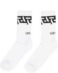 Versace White Monogram Crew Socks