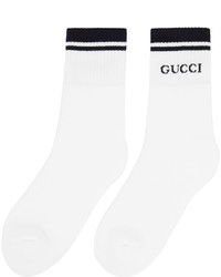 Gucci White Navy Logo Socks
