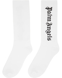 Palm Angels White Vertical Logo Socks