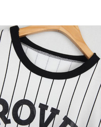 Shein Contrast Vertical Striped Letter Print Sweatshirt