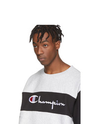 Champion Reverse Weave Grey And Black Colorblocked Sweatshirt