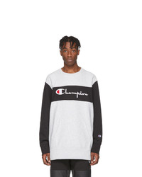 Champion Reverse Weave Grey And Black Colorblocked Sweatshirt