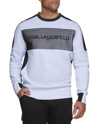 KARL LAGERFELD PARIS Mesh Neoprene Logo Sweatshirt In White At Nordstrom