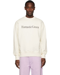 MSGM Off White Fantastic Green Text Sweatshirt