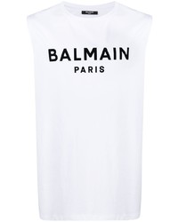 Balmain Flocked Logo Sleeveless Top