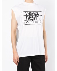 Versace Slogan Logo Print Sleeveless Vest Top