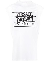 Versace Slogan Logo Print Sleeveless Vest Top