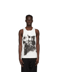 Yohji Yamamoto White This Man Print Henley Tank Top