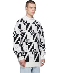 We11done Off White Logo Letters Jacquard Sweater