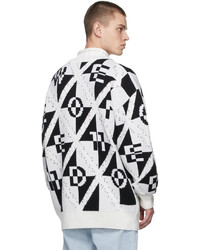 We11done Off White Logo Letters Jacquard Sweater