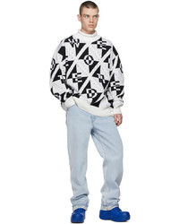 We11done Off White Logo Letters Jacquard Sweater