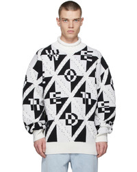 We11done Off White Logo Letters Jacquard Sweater