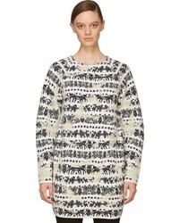 Alexander McQueen Black And White Distressed Motif Sweater Dress