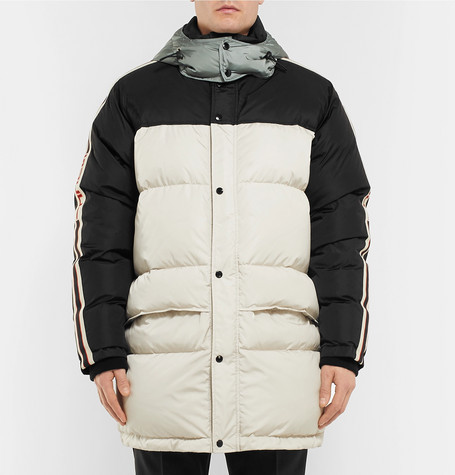 Gucci Webbing Trimmed Quilted Shell Hooded Down Jacket, $2,481