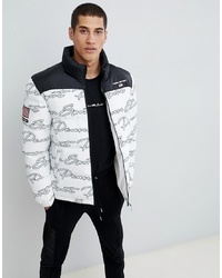 Penn Sport Puffer Jacket In White With All Over