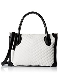White and Black Quilted Satchel Bag