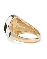 Alison Lou Checker 14 Karat Gold And Enamel Ring