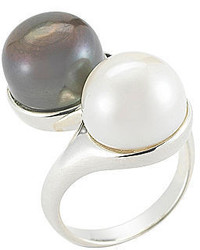 jcpenney Fine Jewelry Black White Cultured Freshwater Pearl Button Bypass Ring