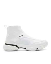 White and Black Rubber High Top Sneakers