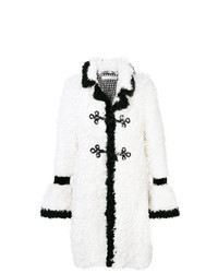 White and Black Shearling Coat