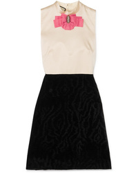 Gucci Embellished Two Tone Silk And Devor Velvet Mini Dress