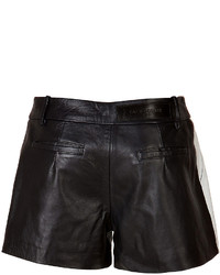 Each Other Leather Colorblock Shorts In Bluewhitenavy
