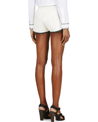 Band Of Outsiders Ivory Kangaroo Leather Contrast Trimmed Shorts