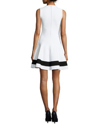 Victoria Beckham Contrast Striped Flared Mini Dress White
