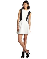 Hayden Ivory And Black Fit And Flare Colorblocked Stretch Knit Dress