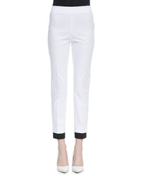 Cédric Charlier Cedric Charlier Contrast Cuff Satin Ankle Pants