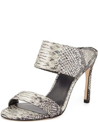 White and Black Snake Heeled Sandals