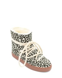 Inuikii Leopard Print Genuine Shearling Sneaker Boot