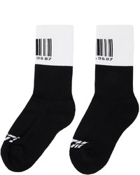VTMNTS Black White Barcode Color Block Socks