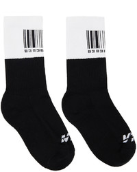 VTMNTS Black White Barcode Color Block Socks