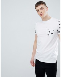 ASOS DESIGN T Shirt With Star Print Sleeves And Pocket