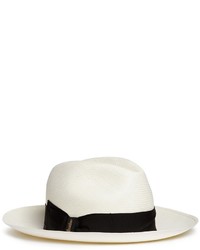 Borsalino Extra Fine Grosgrain Bow Straw Panama Hat